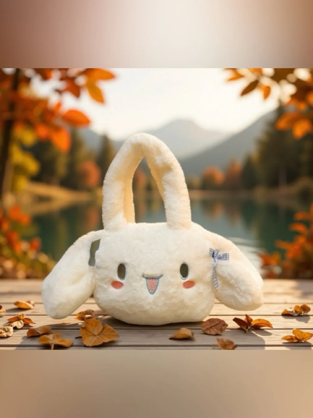 Sanrio  Cinnamonroll white  Plush Bunny Handbag with Bow Accent
